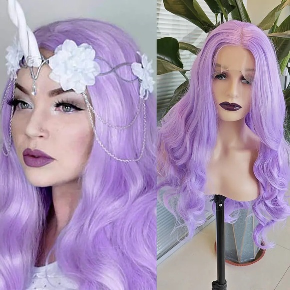 - 24” PURPLE HUMAN HAIR BLENDLACE FRONT WIG *NEW**
